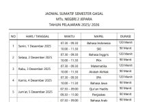 JADWAL SUMATIF SEMESTER GASAL