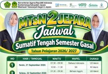 Jadwal Sumatif Tengah Semester Gasal TA. 2026/2027