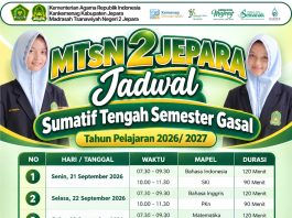 Jadwal Sumatif Tengah Semester Gasal TA. 2026/2027