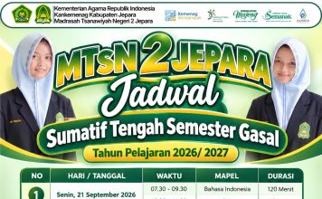 Jadwal Sumatif Tengah Semester Gasal TA. 2026/2027